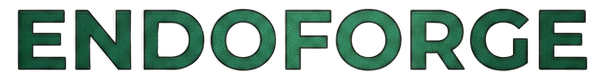 The word 'ENDOFORGE' appears in dark green sans-serif lettering centered on a plain off-white background.